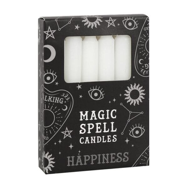 Set of 12 White Happiness Spell Candles